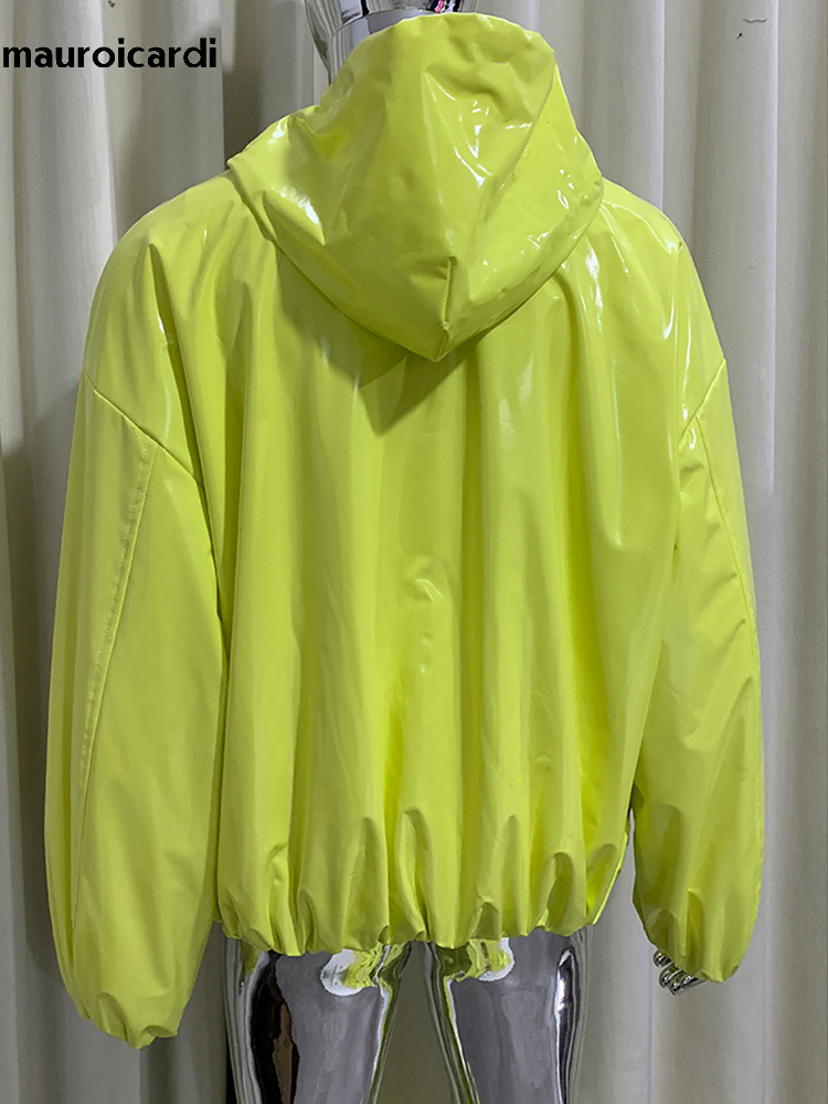 Streetwear Brand Jacket - Mauroicardi Spring Oversized Shiny Glossy Leather