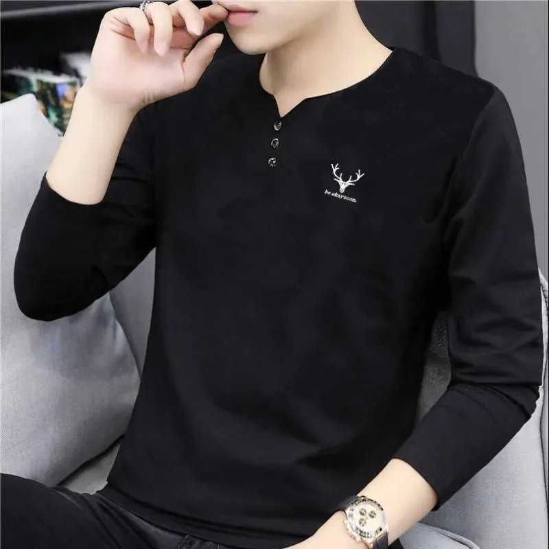 Streetwear Brand Aesthetic - Buttoned Sweatshirt V Neck Men's T-shirts