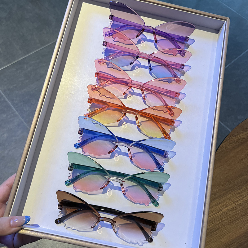 Streetwear Brand With Butterfly - Vintage Rimless Butterfly Shape Sunglasses Streetwear