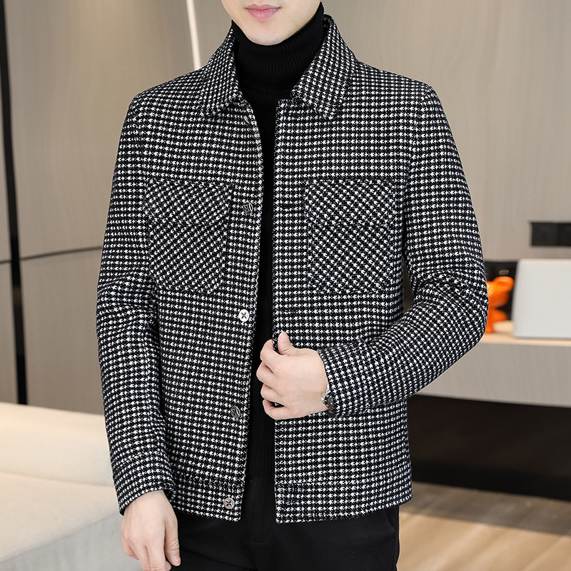 Streetwear Brand Jacket - Brand Winter Plaid Woolen Jackets Men