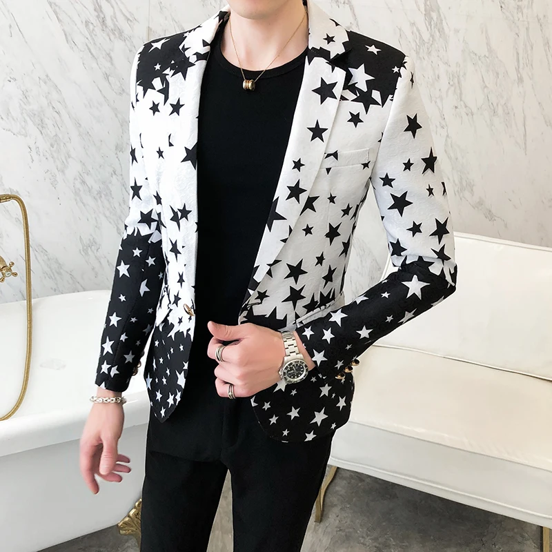 Star Print Slim Fit Blazers 20 - Streetwear Brand Jacket review and price